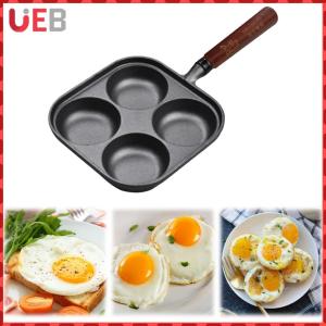 4-Cup Iron Egg Frying Pan with Handle Pancake Pan Fried Egg Pan Crepe Pan for Breakfast Fried Egg Pancakes Steaks