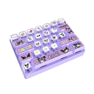 คีย์บอร์ดคลายเครียดมีไฟ คีย์บอร์ดจิ๋ว 26 ปุ่ม พวงกุญแจ Mechanical Keyboard เสียงคลิกน่ารัก ของเล่นเด็ก ห้อยกระเป๋า