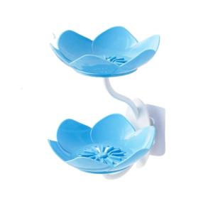 Lotuses Shapeds Bathroom Soap Dish Wall Mounted NoDrill Strong Adhesive Selfs Draining Holder Double Storage Layer For Shower Kitchen