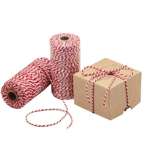 Cotton Rope Cotton Cord 100m Cotton Bakers Twine String Cord Bottle Gift Box Decor Craft (Red+White)