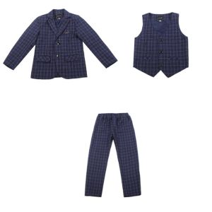 3PCS ชุดสูทเสื้อลายสก๊อต2026มีสไตล์สำหรับเด็กเปียโน Balzer รันเวย์เสื้อสูทสำหรับเด็ก