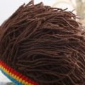 POXIA Birthday Gifts Fancy Brown Hair Accessories Balaclava Handmade Crochet Synthetic Hair Halloween Party Jamaican Knitted Beanies Wig Africa Roots Wig Braid Hat Men Wig Reggae Dreadlocks Wig. 