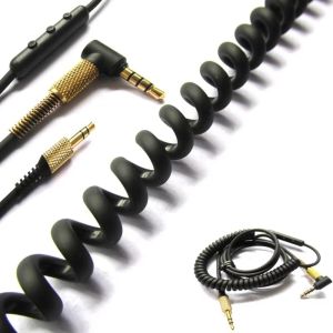 LIVELYN Coiled Headphone Replacement Cable Built-In Microphone Inline Remote Headphone Audio Cord  Angled Connector Coiled Audio Cable for  Monitor/Major II 2/Major III 3/Mid BT Music Listening