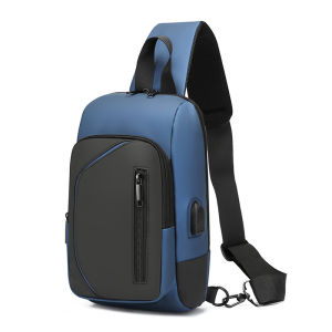 Ready Stock!! LEEFO Men Chest Bag USB Riding Bag Pu Leather Backpack Crossbody Bag Sling Shoulder Bag