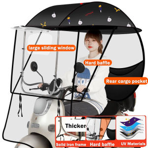 Melindungi dari angin puting beliung dan hujan badai Kanopi mobil listrik Tenda Motor Payung Sepeda Motor Kain menebal tahan sinar matahari dan hujan Bingkai tebal untuk dukungan stabil(Kanopi Motor Tenda Sepeda Motor Canopy Motor Terbuka )