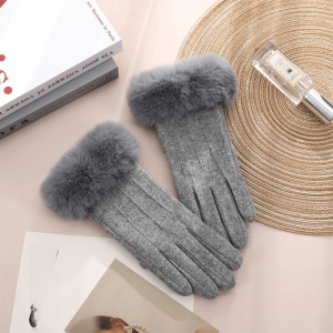 UNIITY Windproof Touch Screen Gloves Full Finger Thick Cycling Gloves Vintage Wear-resistant Warm Mitts