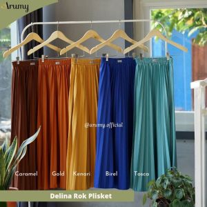 Delina Rok Plisket By Arumy Bahan Hyget Super Premium Pinggang Full Karet Size Standar Dan Jumbo