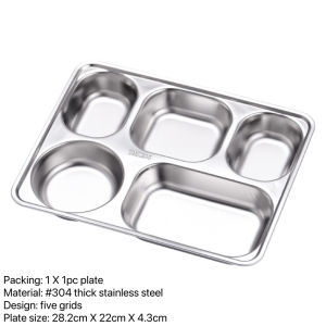 BIN LU 5 Grid Stainless Lunch Box With Cover Bento Box For School Kids Adult Food Tray With Divider Food Grade 304 Meal Container Baunan Box Leakproof Manila Stock