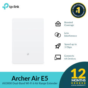 TP-Link Archer Air E5 AX3000 Wi-Fi 6 Range Extender | Dual-Band High-Speed 3Gbps Wall-Mountable | New