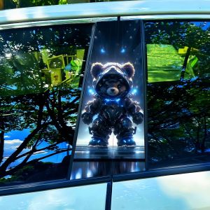 B Nhãn dán xe ô tô cột cá nhân hóa sáng tạo vẽ xước gấu dâu sửa đổi cột trung tâm phim bảo vệ tùy chỉnh nhãn dán hoạt hình 3D