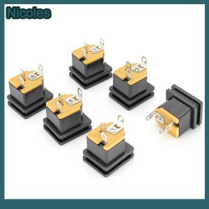 [Nicoles] 10Pcs 5.5X2.5MM DC Power Supply Socket Connector DC-015 5.5x2.1mm DC Female Jack Square Panel Mounting Connectors