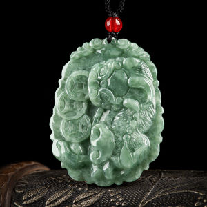 TIMESWIND Green Natural Jade with Certificate Pixiu Ice Men Pendant Necklace Y1N