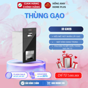 Thùng gạo mặt kính thông minh GrandX nút nhấn XR G302B âm tủ bếp hạn chế bám bẩn dễ lau chùi