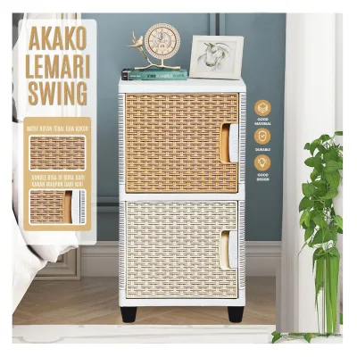 Lemari Plastik Miniclub 2 Susun FASHION PRO PUTIH ROTAN