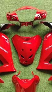 ชุดสี เวฟ100เอส ยูบล๊อค (ดิสเบรคหน้า)สีแดงแก้วตัด(10ชิ้น) DV