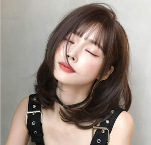 D3107 New Wig Womens Short Hair Straight Bangs Round Face Bob Haircut Inner Buckle Full Top Hair Set Net Red Shoulder Hair