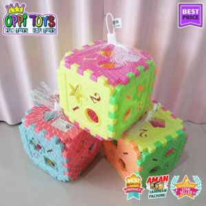 Mainan Puzzle Kubus Edukasi 3D-Mainan Puzzle Kotak Kerincing - Mainan Kubus Puzzle Geometri