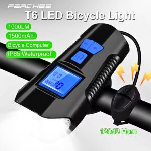 COD TaffSPORT Lampu Depan Sepeda LED Super Terang Dengan Bel Klakson Speedometer LCD 1500mAh - XA-585