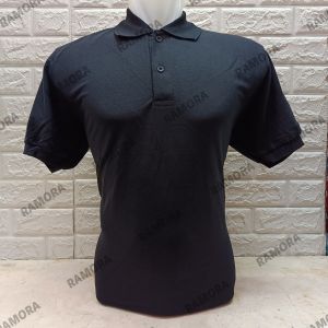 Kaos Kerah T-Shirt Lengan Pendek Warna Hitam untuk Pria dan Wanita