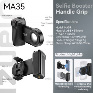 Ulanzi MA35 Phone Selfie Booster Handle Grip Bluetooth Photo stabilizer Holder with Magsafe Shutter Release iPhone Mobile Stand