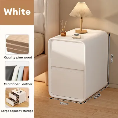 CONOCO Bedside Table Nordic Leather Bedside Table with Drawer Pre-Assembled Meja Tepi Katil Modern Anti-Humidity Storage Cabinet & Wooden Nightstand 床頭櫃