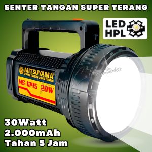 Senter Sorot Jumbo LED HPL 20Watt + 10Watt Emergency Senter LED Super Terang Cahaya Putih Tahan 10 Jam | Senter Sorot | Senter Tangan | Mitsuyama MS-1245