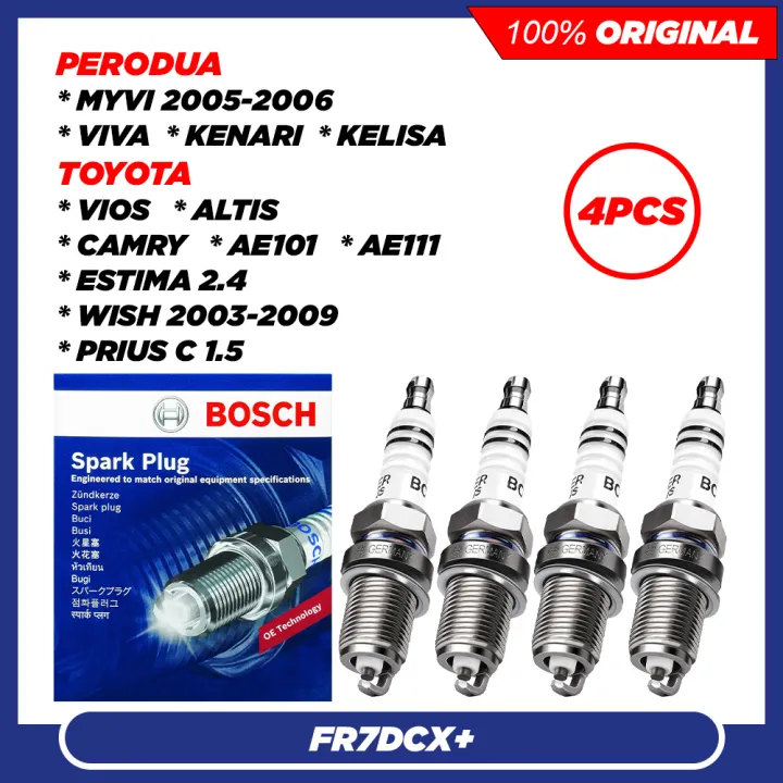 FR7DCX+ (4PCS) BOSCH Spark Plug - Vios / Altis / Camry / Estima 