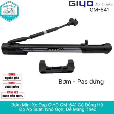 Bơm Mini Xe Đạp GIYO GM 641 Có Đồng Hồ Đo Áp Suất – Nhỏ Gọn Chính Xác Đa Năng