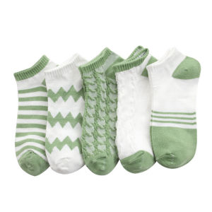FYKS113 Kaos Kaki Wanita Kaos Kaki Pendek Sage Green Edition Pendek Japanese Ankle Socks Random 5 Pcs