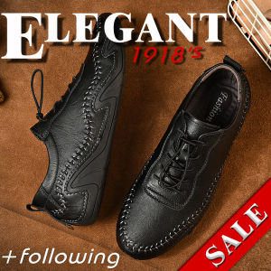 Handsome Classic Mens Flats Soft Bottom Material New Mens Leather Breathable Casual Leather Shoes Business Formal Shoes Driving Shoes Lazy Shoes Loafers&Slip-On Shoes For Men Handmade Four Seasons Shoes