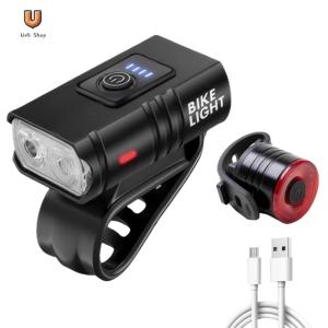LED Powerful Bike Front Light USB Charging with Tail Light for Night Riding [Ueb Shop]