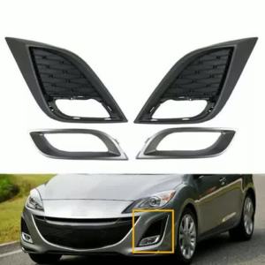 Left & Right Side 2 Pcs Front Bumper Fog Light Grill Cover For MAZDA 3 2010-2011 Car Fog Lampshade Frame Cover