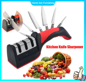 Kitchen Knife Sharpener 4-Stage Knife Sharpening Tool Quick Sharpeners Knife Grinder Serrated Knives Diamond Stainless Steel Knife sharpening Tool