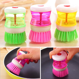 Kitchen Wash Pot Dish Brush Washing Utensils With Washing Up Liquid Soap Dispenser Household Cleaning Accessories