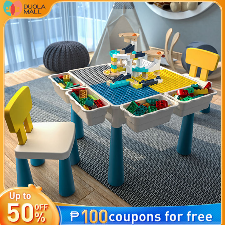 Table and Chair for Kids Building Block Educational Toys Learning ...