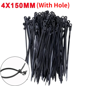 100/200Pcs Nylon Cable Ties with Screw Hole Adjustable Self-locking Fixed Cable Ties Reusable Cord Ties Straps Fastening Loop