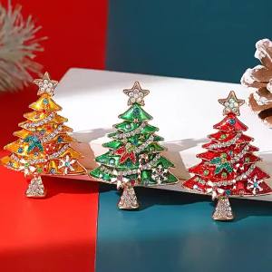 Christmas Tree Brooch Alloy Enamel-Style Brooch Format For festive outfits bags and seasonal gifting Household accessory for practical home projects work areas and routine tasks