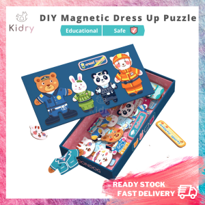 Wooden Double-sided Funny Face  Magnetic Puzzle and Drawing Board Montessori Educational Toy Gift Children | Mainan Kayu