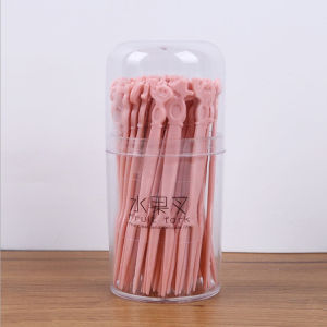 Disposable Fruit Fork 50PCS/ Box Plastic Fork Environmentally Friendly Cute Cartoon Shape Kitchen Utensil Portable Plastic Fork