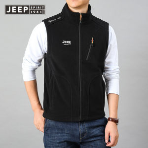 JEEP SPIRIT Áo Ghi Lê Cổ Đứng Thể Thao Mùa Xuân Và Mùa Thu Áo Ghi Lê Không Tay Cho Nam Áo Khoác Trung Niên Và Trẻ Trung Áo Ghi Lê Lông Cừu Thường Ngày Dáng Rộng Thời Thượng