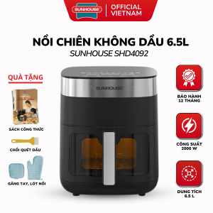Nồi Chiên Không Dầu 6.5L Sunhouse Mama SHD4092 - Công Suất 2000W Có 2 Thanh Nhiệt Kép Trên Dưới
