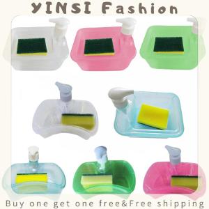 YINSI 1Set Liquid Soap Dispenser Kitchen Dish Soap Dispenser With Sponge Liquid Pump Soap Container Kitchenware Cleaning Tools