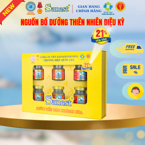 💥 NEW [ Hộp 6 lọ quà tặng] Nước Yến sào Khánh Hòa Sanest 21% - Có đường
