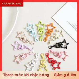CS 10pcs kim loại đầy màu sắc ngôi sao năm cánh Keychain Keyring Hooks với tôm hùm Clasp cho Diy Craft đồ trang sức làm Keychain Nguồn cung cấp