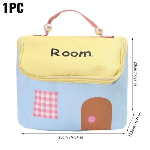 Large Capacity Portable Cosmetic Bag Cute House-Shaped Makeup Bag Travel Makeup Handheld Toiletry Bag