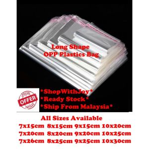 【ShopWithJoy】Long Shape 100 pcs Self Adhesive Transparent OPP Plastics Bag Beg Plastik Money Banknote Plastics