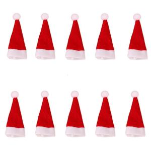 Christmas Santa Claus Hat 10 Pcs Lollipop Cap Bottle Candy Cover for Xmas Fashion Festival Party Decorations DIY Crafts
