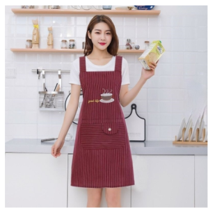 Jay-c Zipper pocket lapel apron women summer thin cotton fabric household kitchen apron