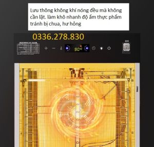 Máy sấy thực phẩm 12 khay tròn. Tự động đảo chiều khi sấy. Công suất 1000W