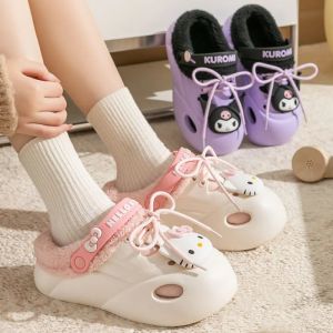 THANKSKY การ์ตูนลายการ์ตูน รองเท้าแตะตุ๊กตา Kuromi แฮงค์โยดอน รองเท้าแตะแมวคิตตี้ ปิดนิ้วเท้าปิด กันลื่น รองเท้าแตะผู้หญิงรองเท้าแตะ ฤดูหนาวในฤดูหนาว